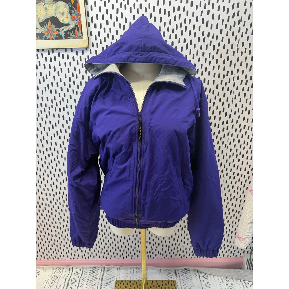 Vintage GAME SPORTSWEAR style 980 JACKET gray LINER purple shell XSMALL